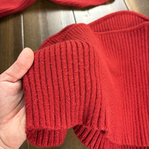 Lulu's Rich Strapless Red Knit Top w/ Long Sleeve Wrap size XL - Picture 10 of 11